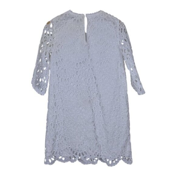 Ann Taylor Scallop Eyelet Shift Dress White Size 6 - Picture 9 of 14
